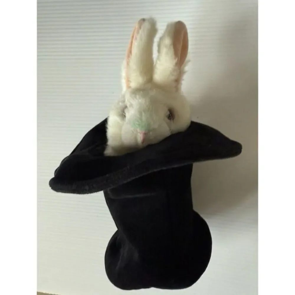 Folkmanis White Rabbit In Black Hat Hand Puppet‎ Peekaboo